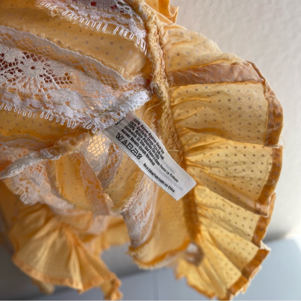 ✨Free People Intimately | Lemon Yellow Voile and Lace Trapeze Slip Dress - Picture 13 of 16